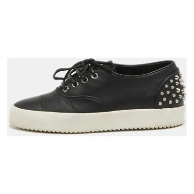 Giuseppe Zanotti Black Leather Spike Studded Low Top Sneakers Size