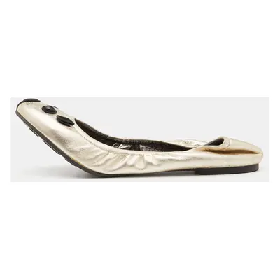 Marc by Marc Jacobs Gold/Black Leather Mouse Ballet Flats Size