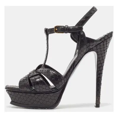 Saint Laurent Black Python Tribute Sandals Size