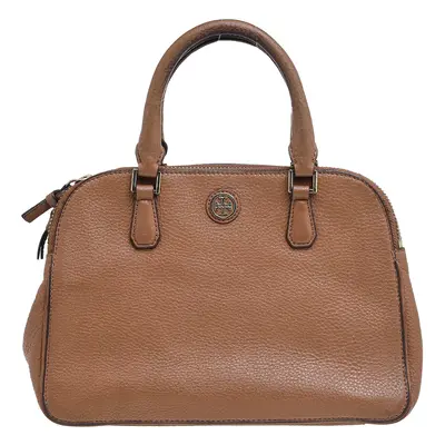 Tory Burch Brown Leather Robinson Double Zip Dome Satchel