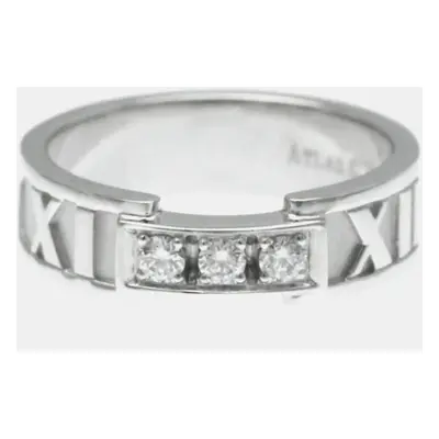 Tiffany & Co. 18K White Gold and Diamond Atlas Diamond Open Band Ring EU