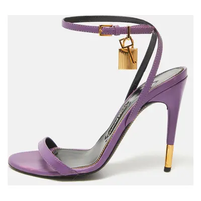 Tom Ford Purple Leather Padlock Ankle Wrap Sandals Size 38.5