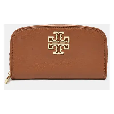 Tory Burch Brown Leather Britten Zip Around Wallet