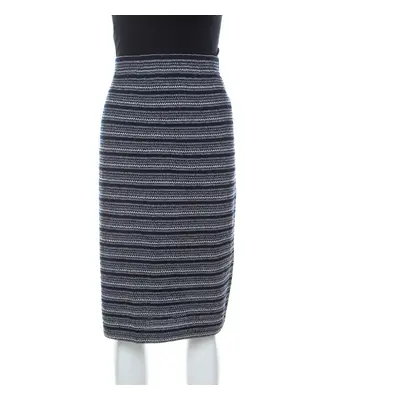 St. John Collection by Marie Gray Navy Blue Striped Knit Skirt