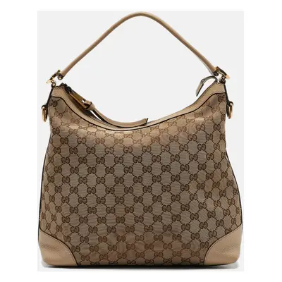 Gucci Beige GG Canvas and Leather Miss GG Hobo