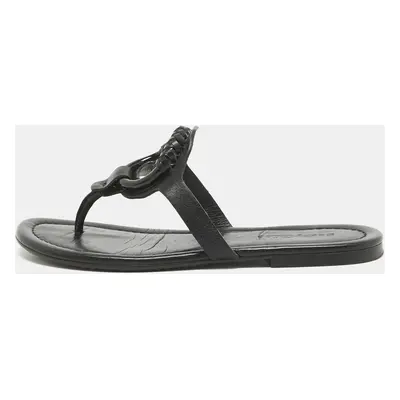 See by Chloe Black Leather Hana Flat Slides Size