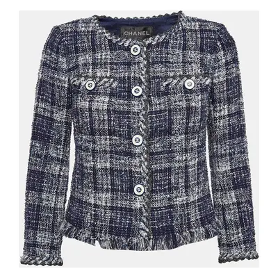 Chanel Blue Fringed Tweed Jacket