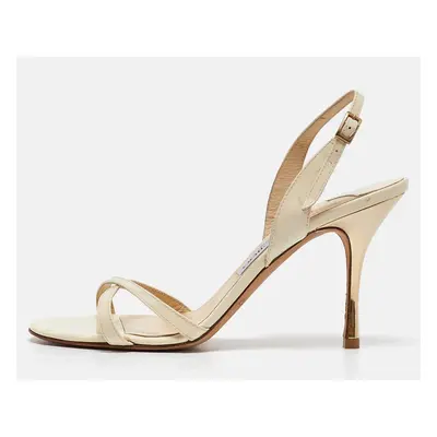 Jimmy Choo Cream Patent Leather Ankle Strap Sandals Size