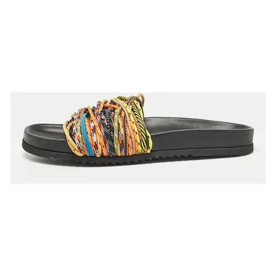 Burberry Multicolor Cord Melroy Slide Sandals Size