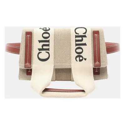 Chloe Fabric Leather Beige Brown White ODY Waist Bag