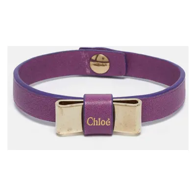 Chloe Bow Leather Gold Tone Bracelet