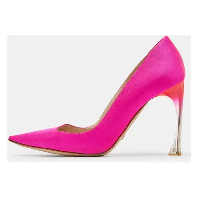 Dior Fuchsia Fabric Acrylic Heel Pumps Size 37.5