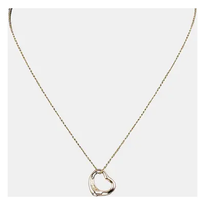 Tiffany & Co. 18K Rose Gold and Diamond Elsa Peretti Open Heart Pendant Necklace