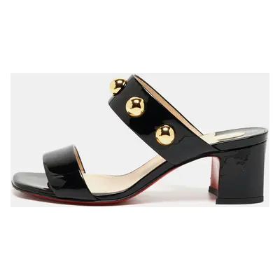 Christian Louboutin Black Patent Studded Bille Slides Size