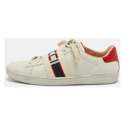 Gucci Cream Leather Logo Band Ace Sneakers Size