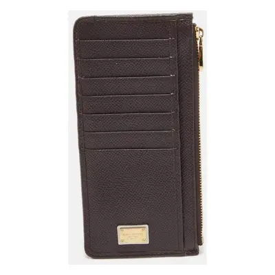 Dolce & Gabbana Burgundy Leather Long Zip Card Holder