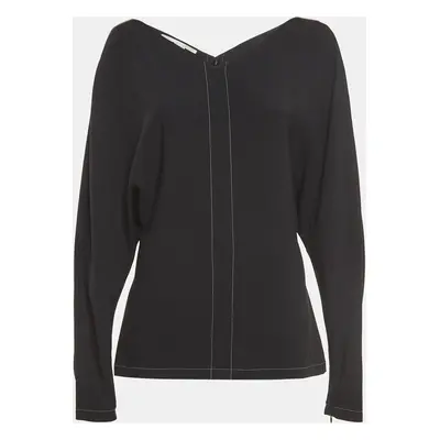 Stella McCartney Black Stretch Crepe V-Neck Top