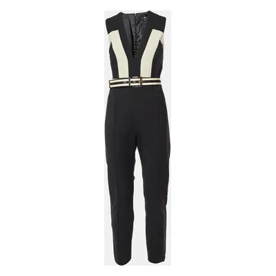 Elisabetta Franchi Black Crepe Belted Jumpsuit