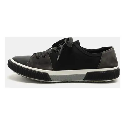 Prada Sport Black Canvas and Leather Low Top Sneakers Size