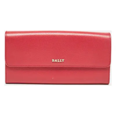 Bally Pink Leather Logo Flap Continental Wallet