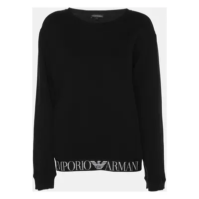 Emporio Armani Black Fabric Tape Logo Sweatshirt