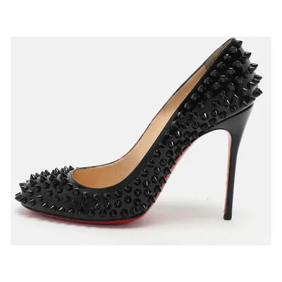 Christian Louboutin Black Patent Leather Simple Spike Pumps Size 37.5