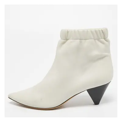 Isabel Marant White Leather Pointed Toe Ankle Boots Size