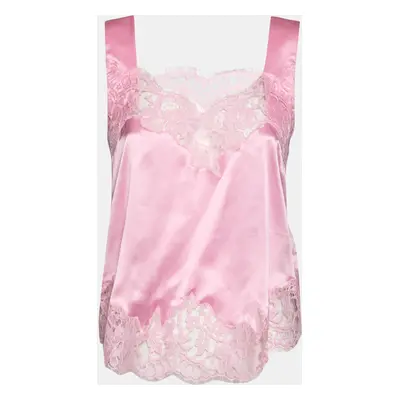 Givenchy Pink Satin Slip Cami Lace Trimmed Top