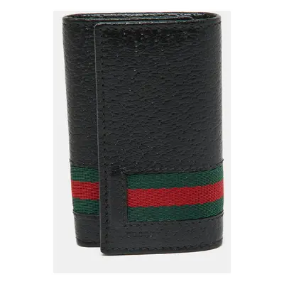 Gucci Black Leather Web Key Case Holder