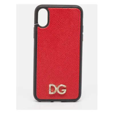 Dolce & Gabbana Red/Black DG Logo Crystals iPhone X Case