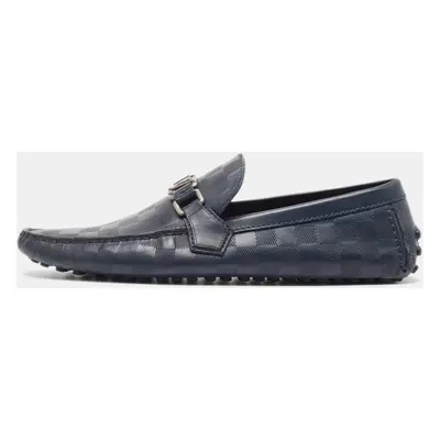 Louis Vuitton Navy Blue Leather Hockenheim Loafers Size