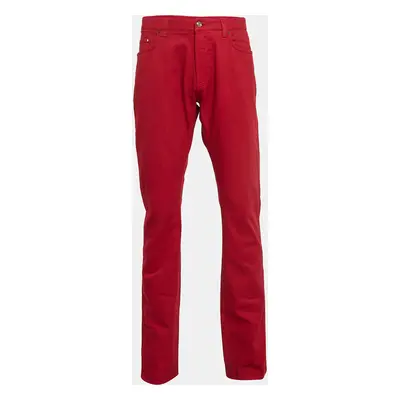 Etro Red Denim Buttoned New Regular Jeans Waist 38"