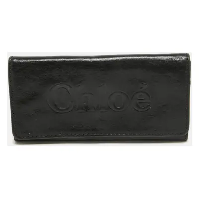 Chloe Black Leather Logo Continental Wallet