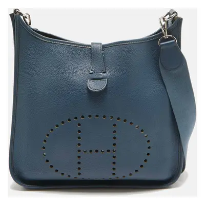 Hermes Bleu Tempete Togo Leather Evelyne I GM Bag