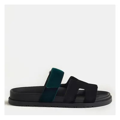 Hermes Noir-Vert Mousse Rubber Chypre Sandal