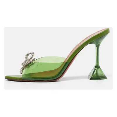 Amina Muaddi Green PVC Rosie Slide Sandals Size