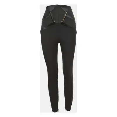 Elisabetta Franchi Black Stretch Crepe High Waist Skinny Trousers