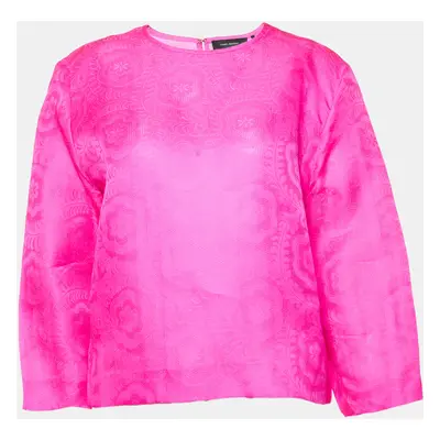 Isabel Marant Fuchsia Pink Floral Silk Jacquard Blouse