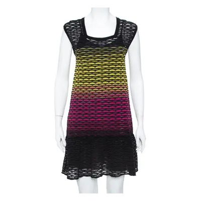 Missoni Multicolor Perforated Knit Ruffle Detail Shift Dress