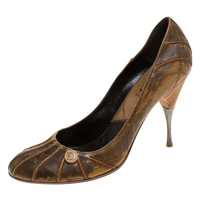 Dior Brown Textured Leather Pumps Size