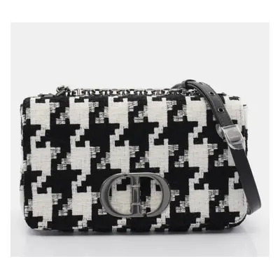 Christian Dior Black White Fabric Dior CARO Medium Shoulder Bag