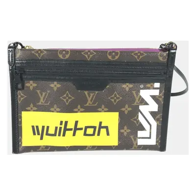 Louis Vuitton Brown purple Monogram Double Pochette Crossbody Bag