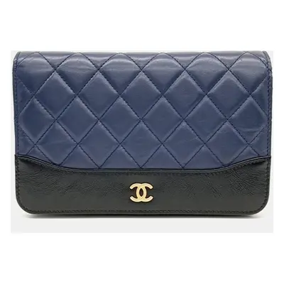 Chanel Navy Blue Leather Gabrielle WOC Mini Crossbody Bag