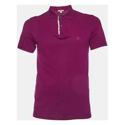 Burberry Brit Purple Cotton Pique Knit Logo Embroidered Polo T-Shirt