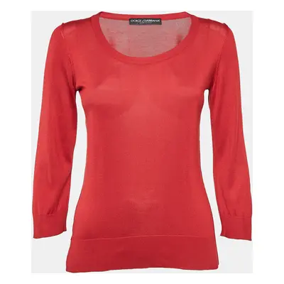 Dolce & Gabbana Red Jersey Full Sleeve Round Neck Jumper