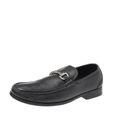 Salvatore Ferragamo Black Leather Gancini Slip On Loafers Size