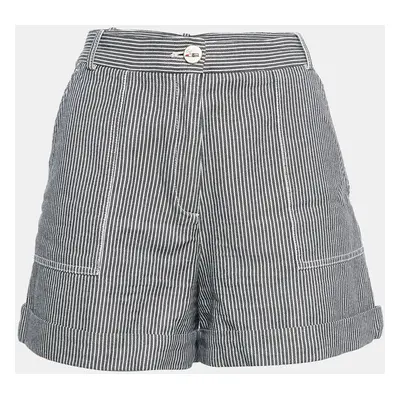 Maje Black/White Stripe Cotton Regular Shorts