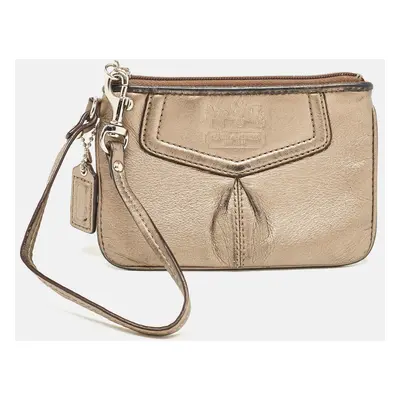 Coach Metallic Leather Zip Wristlet Clutch