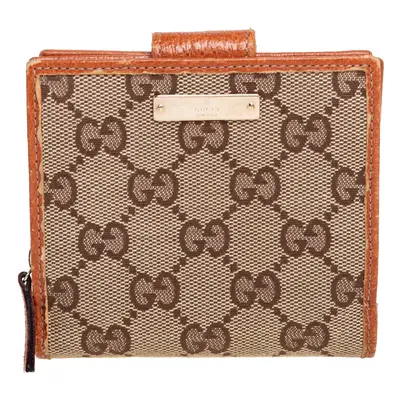 Gucci Beige GG Canvas Zip Around French Compact Wallet