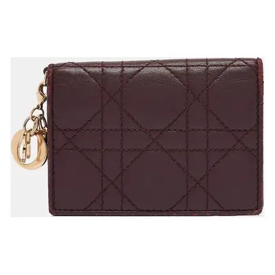 Dior Burgundy Cannage Leather Lady Dior Card Holder